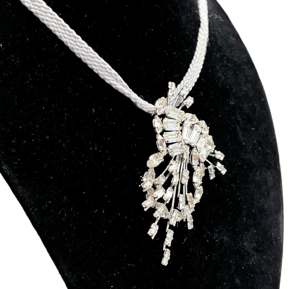 VINTAGE STAR ART STERLING CLEAR RHINESTONE CRYSTAL BROOCH PENDANT - Picture 9 of 13